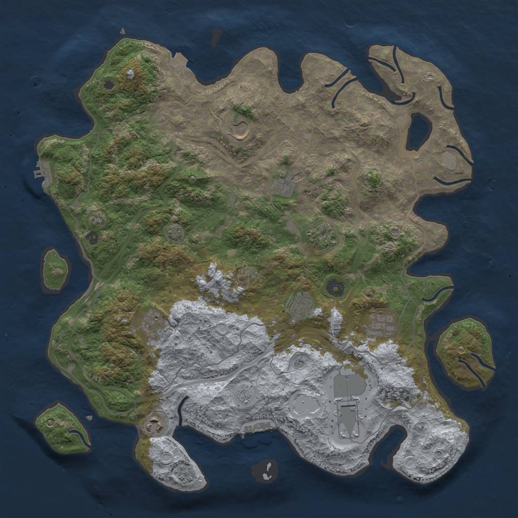 Rust Map: Procedural Map, Size: 4250, Seed: 1384405150, 17 Monuments
