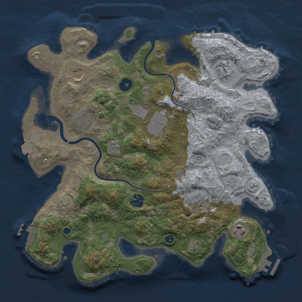 Rust Map: Procedural Map, Size: 3500, Seed: 83490871, 14 Monuments