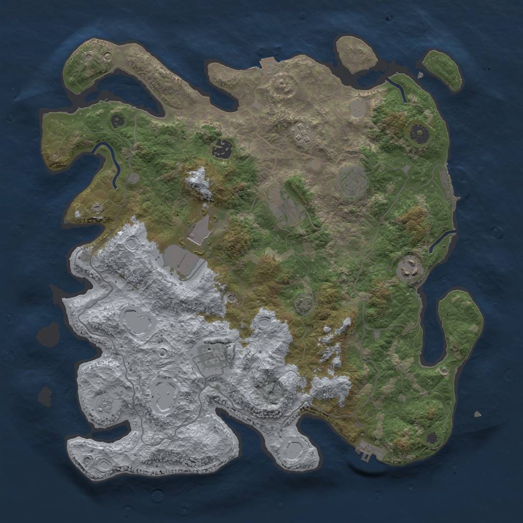 Rust Map: Procedural Map, Size: 4000, Seed: 43011, 15 Monuments