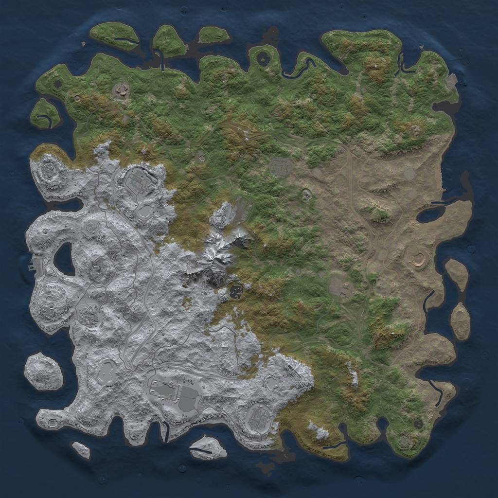 Rust Map: Procedural Map, Size: 5500, Seed: 42206280, 19 Monuments