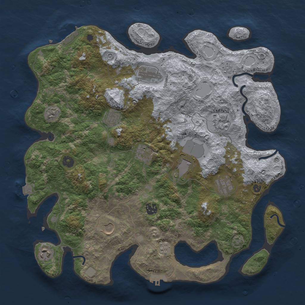Rust Map: Procedural Map, Size: 3900, Seed: 55840734, 18 Monuments