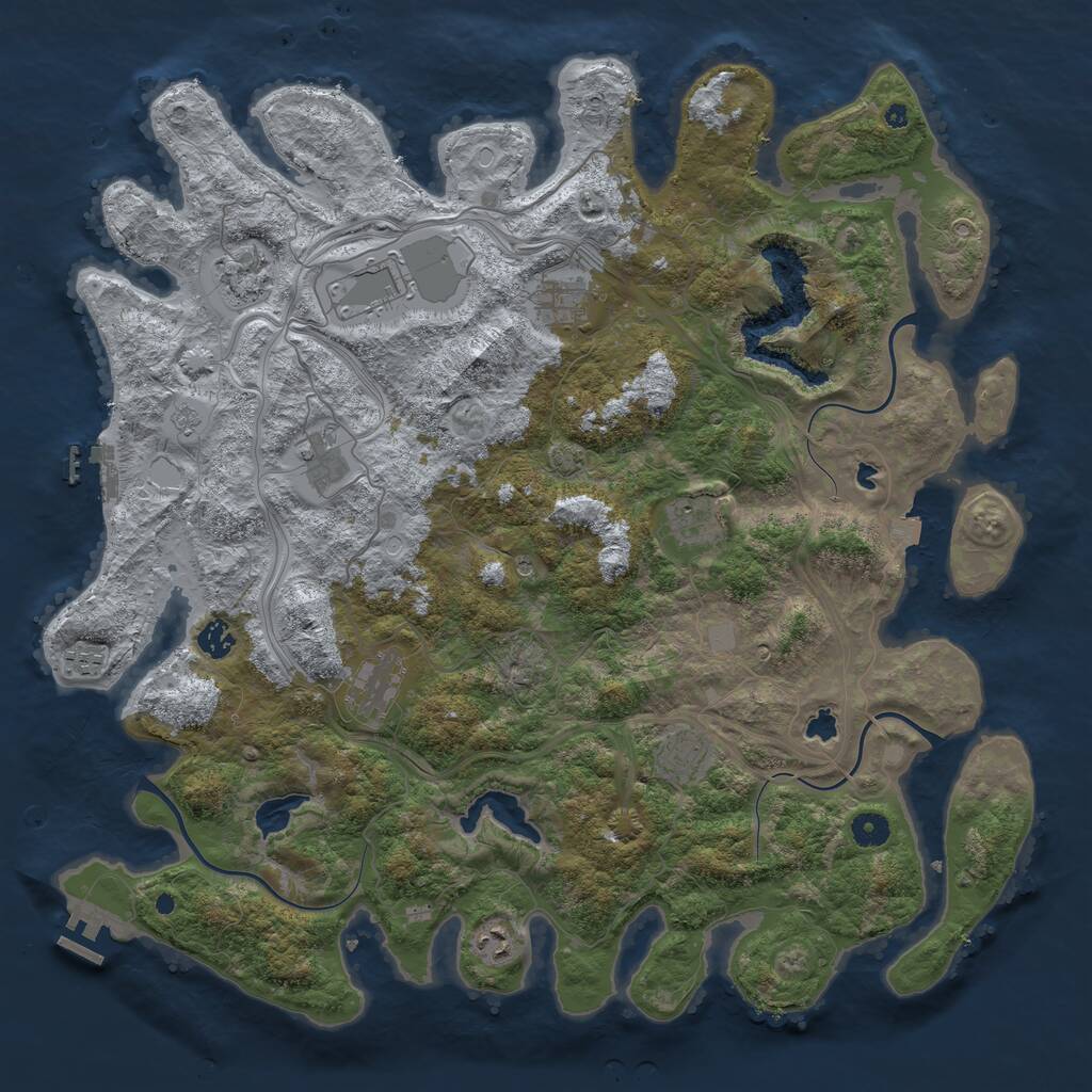Rust Map: Procedural Map, Size: 4500, Seed: 746641757, 16 Monuments