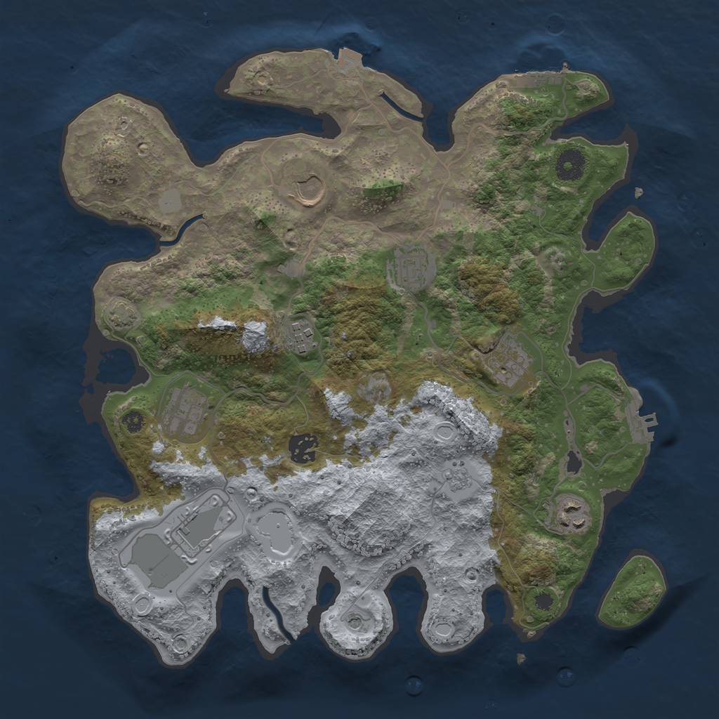 Rust Map: Procedural Map, Size: 3500, Seed: 455012650, 16 Monuments