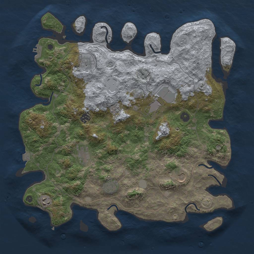 Rust Map: Procedural Map, Size: 4050, Seed: 1608996000, 15 Monuments