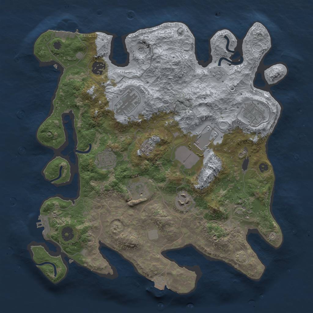 Rust Map: Procedural Map, Size: 3500, Seed: 592603336, 17 Monuments