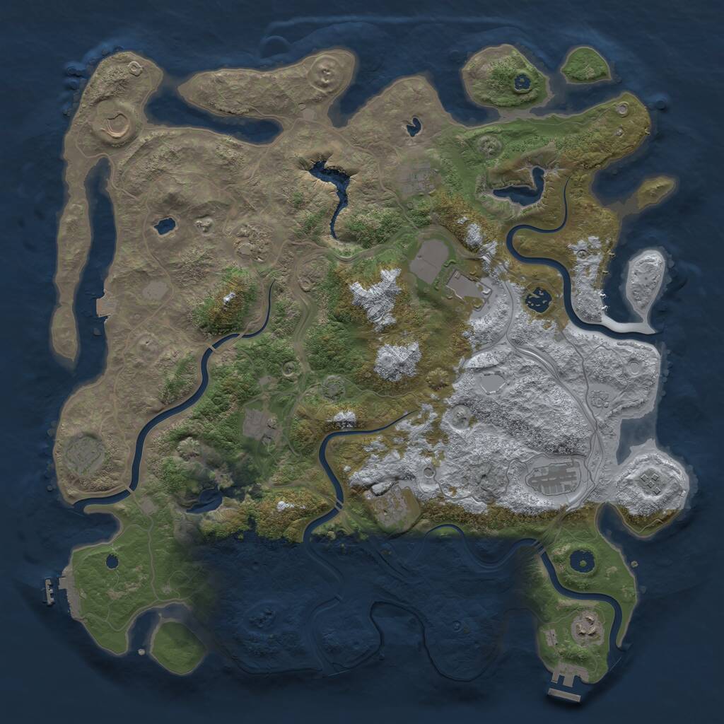 Rust Map: Procedural Map, Size: 4500, Seed: 441414305, 17 Monuments