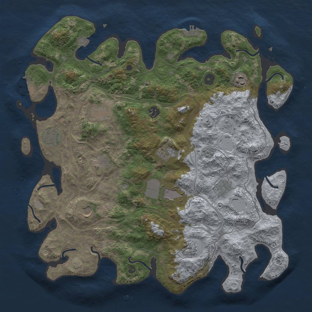 Rust Map: Procedural Map, Size: 4250, Seed: 1415213104, 19 Monuments