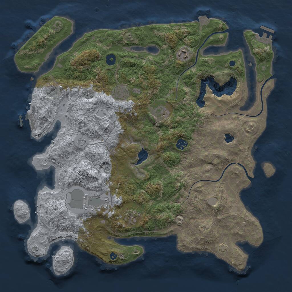 Rust Map: Procedural Map, Size: 4050, Seed: 2010559132, 13 Monuments