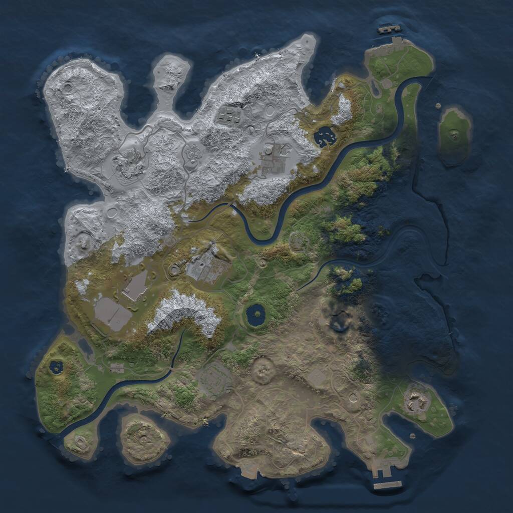 Rust Map: Procedural Map, Size: 3700, Seed: 1137296869, 15 Monuments