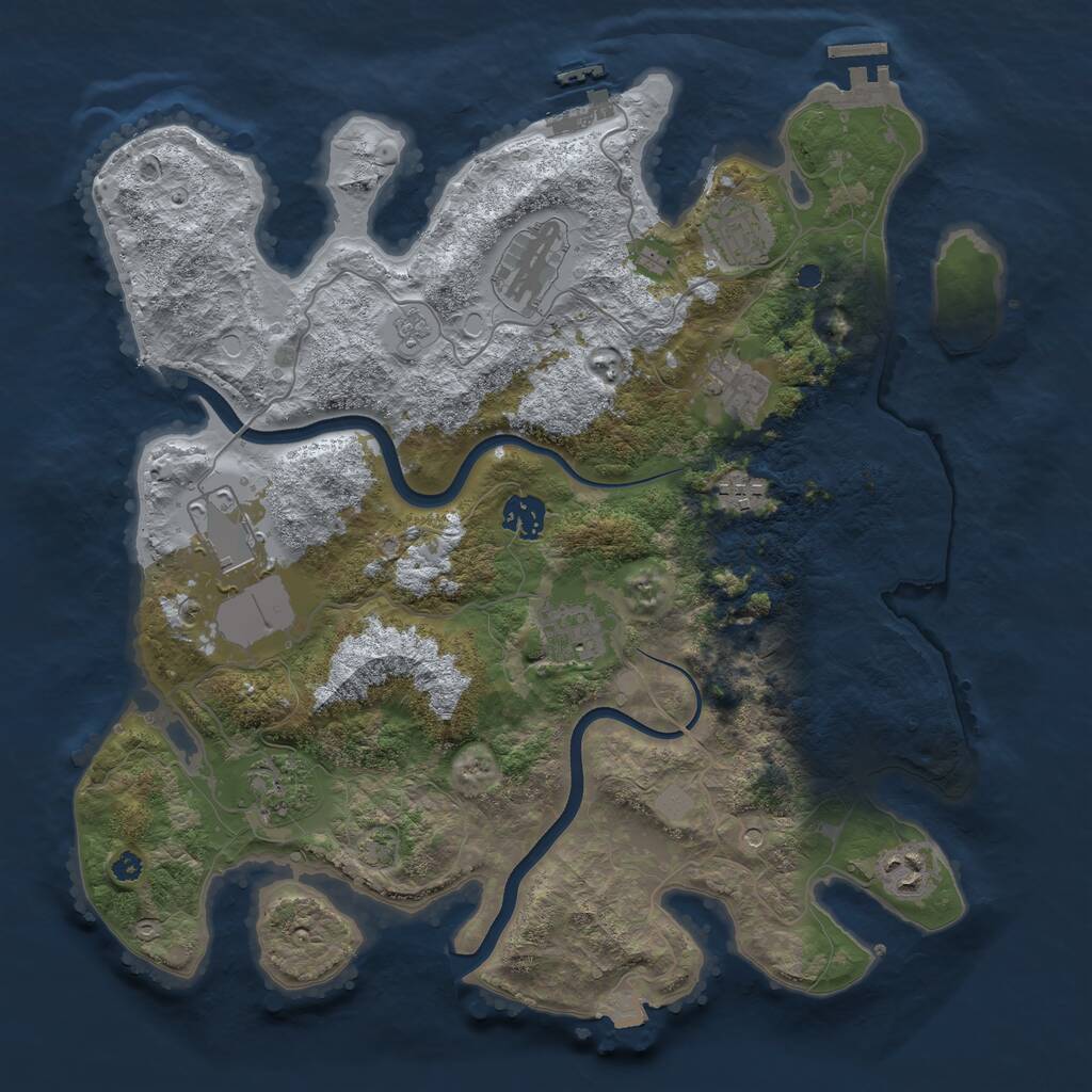 Rust Map: Procedural Map, Size: 3700, Seed: 1137296869, 15 Monuments