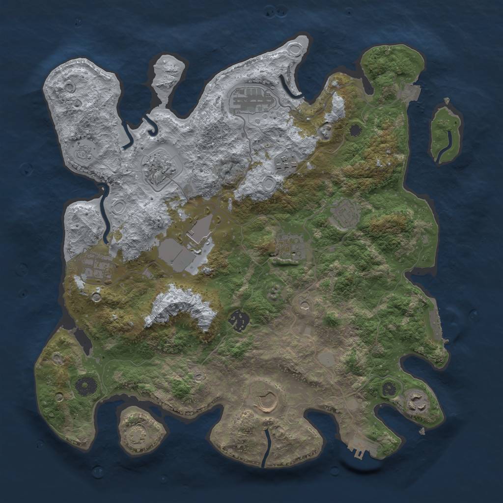 Rust Map: Procedural Map, Size: 3700, Seed: 1137296869, 18 Monuments