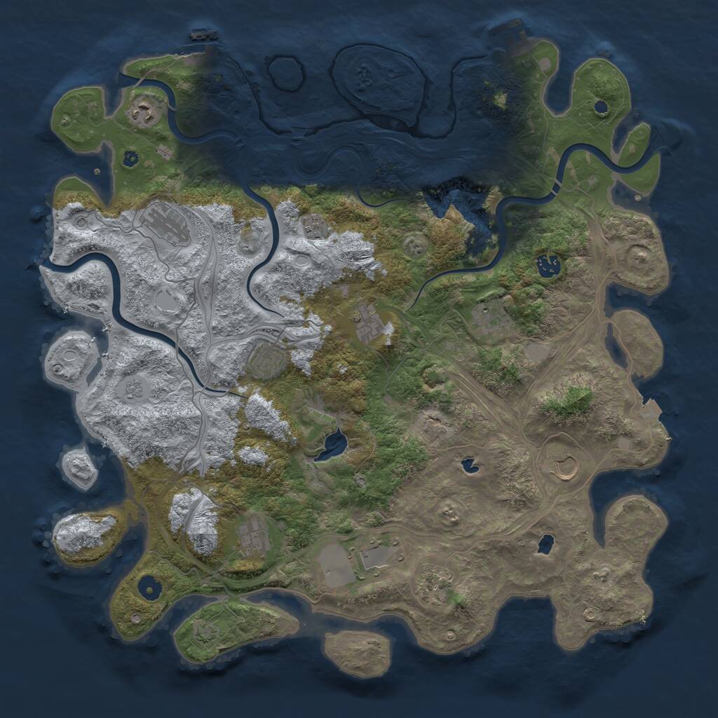 Rust Map: Procedural Map, Size: 4500, Seed: 1454009761, 17 Monuments