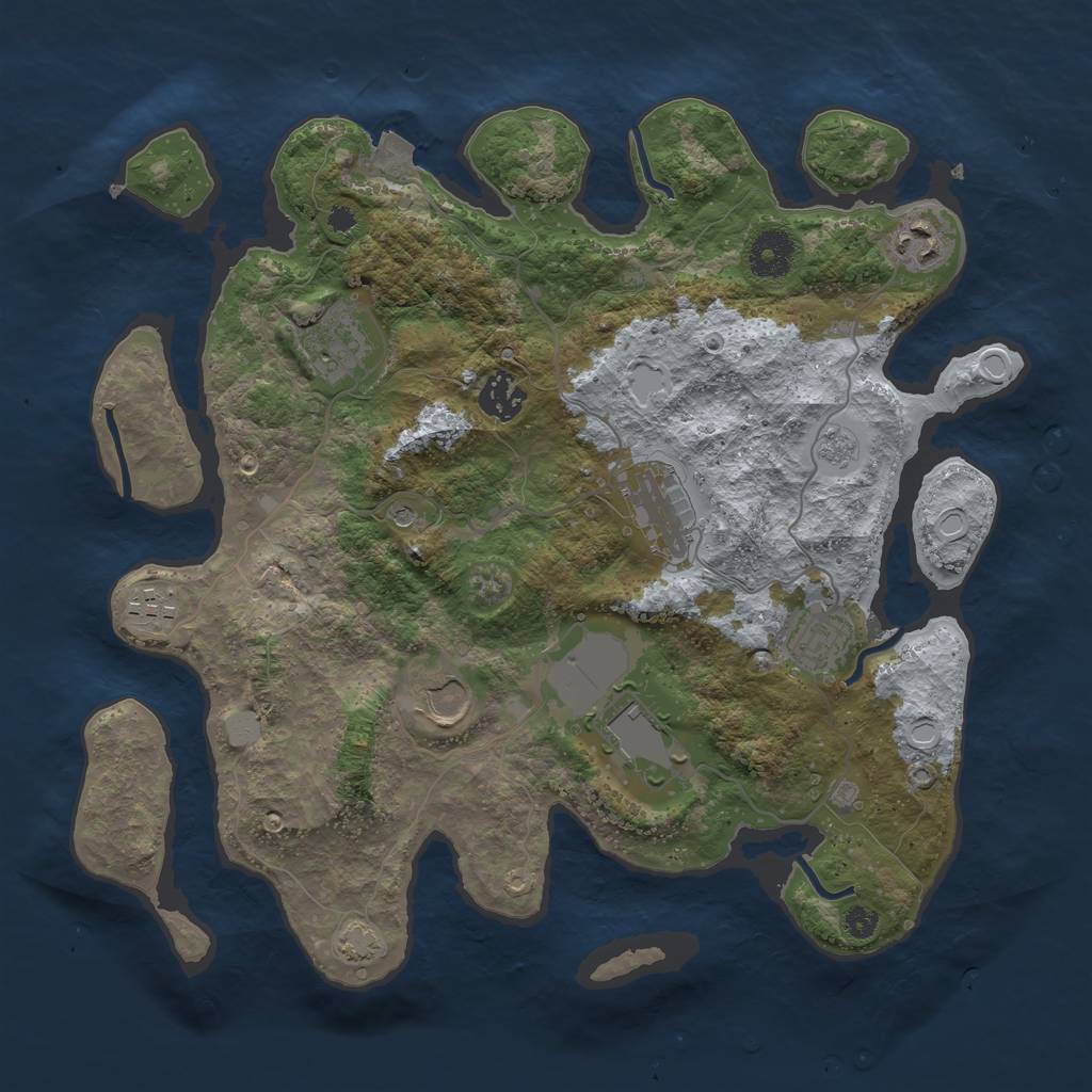 Rust Map: Procedural Map, Size: 3500, Seed: 116355175, 14 Monuments