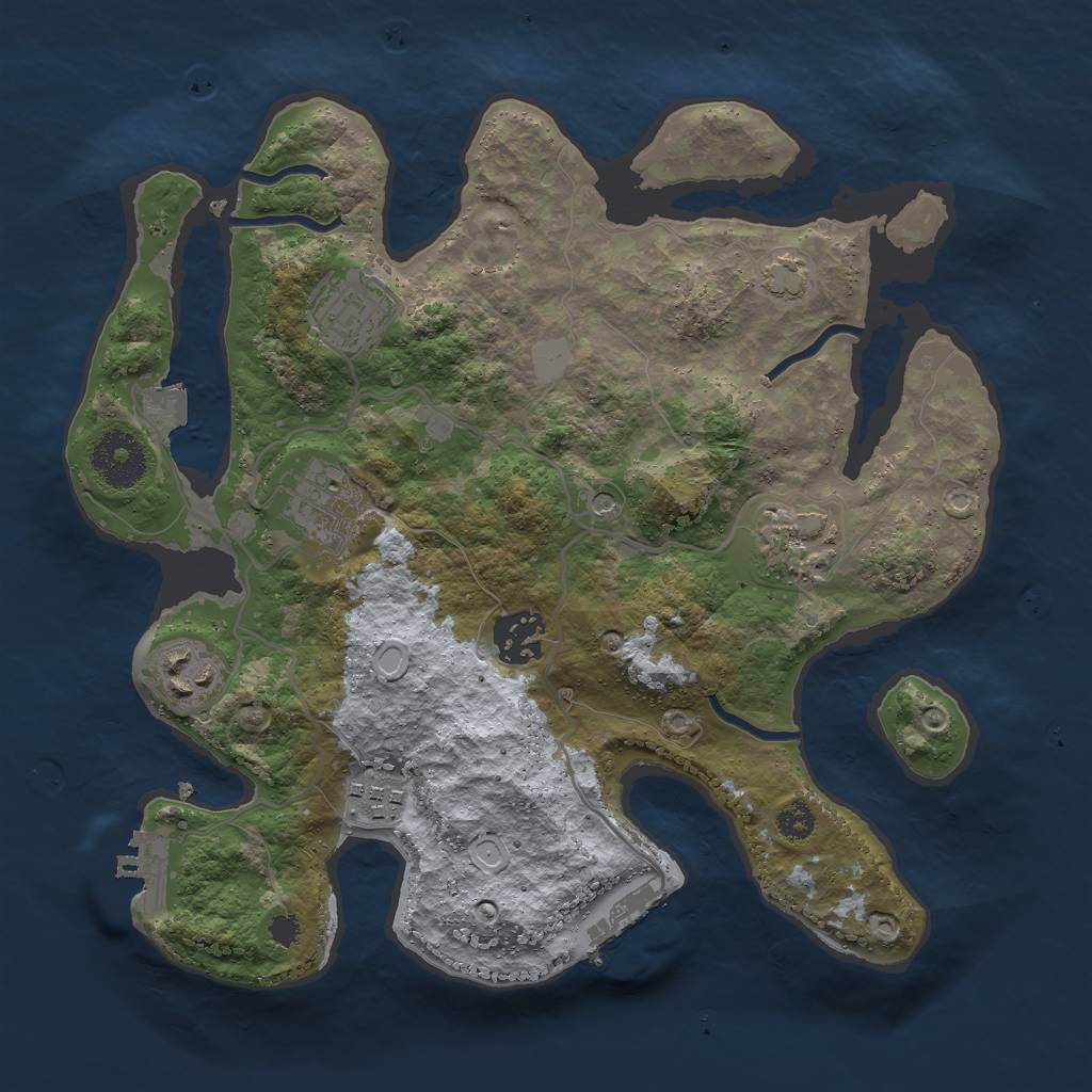 Rust Map: Procedural Map, Size: 3000, Seed: 1949487005, 13 Monuments