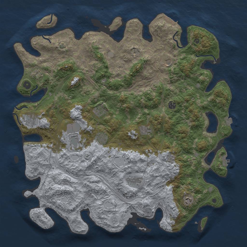 Rust Map: Procedural Map, Size: 4800, Seed: 1269973425, 19 Monuments