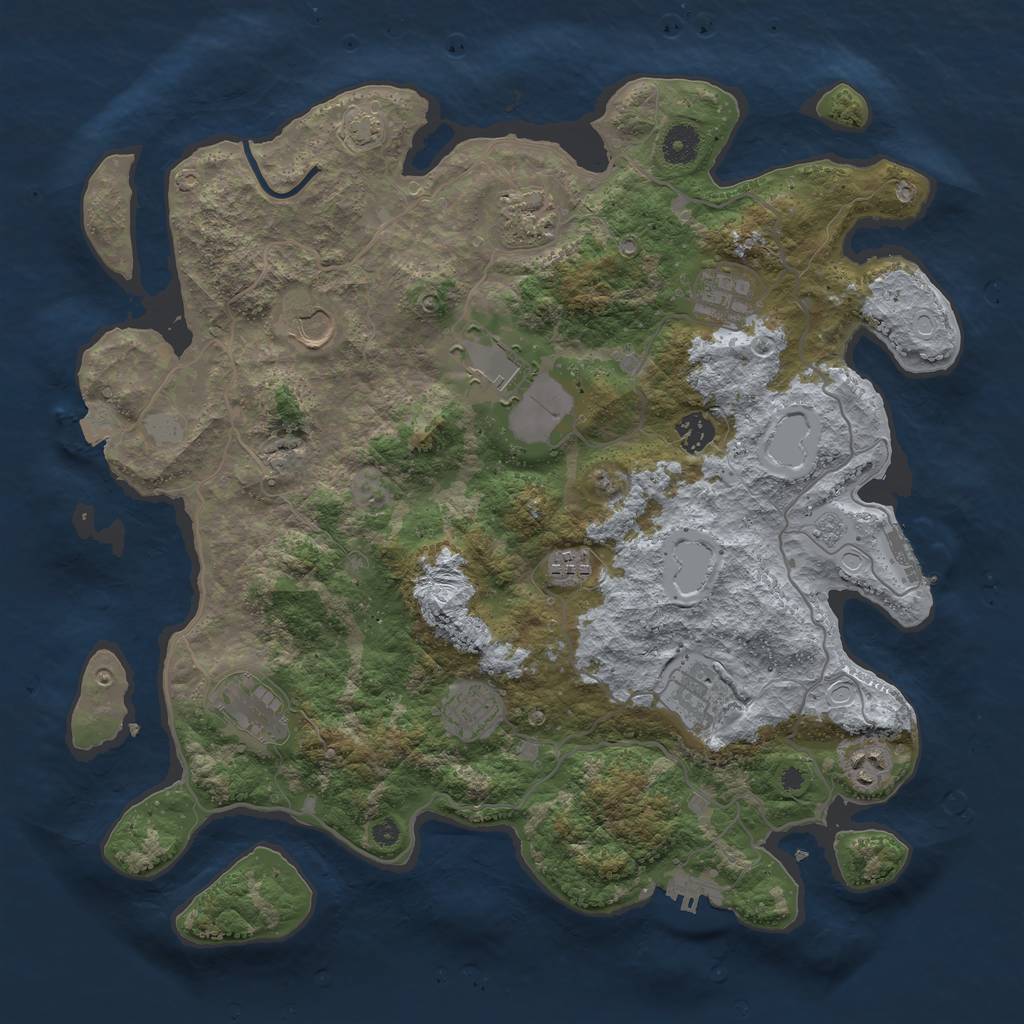 Rust Map: Procedural Map, Size: 4000, Seed: 14387, 17 Monuments
