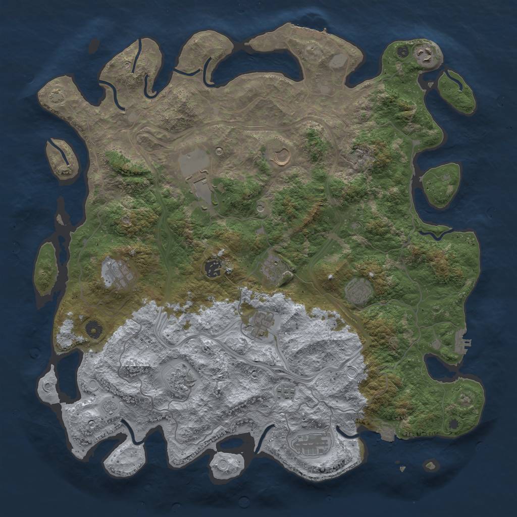 Rust Map: Procedural Map, Size: 4500, Seed: 1366997834, 19 Monuments