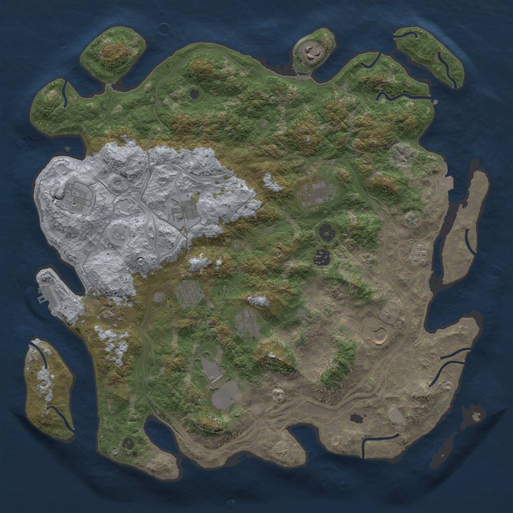 Rust Map: Procedural Map, Size: 4500, Seed: 448777801, 18 Monuments