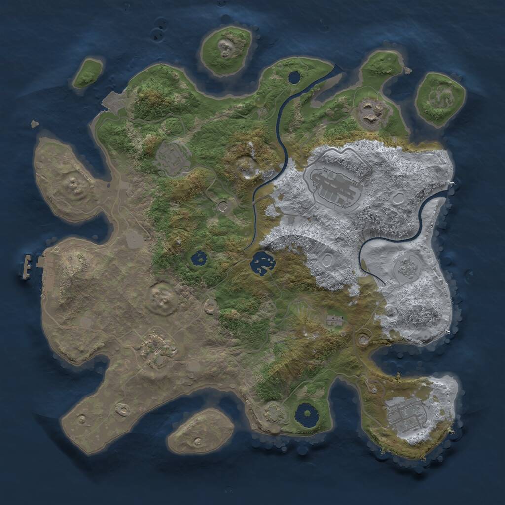Rust Map: Procedural Map, Size: 3250, Seed: 2097428194, 11 Monuments