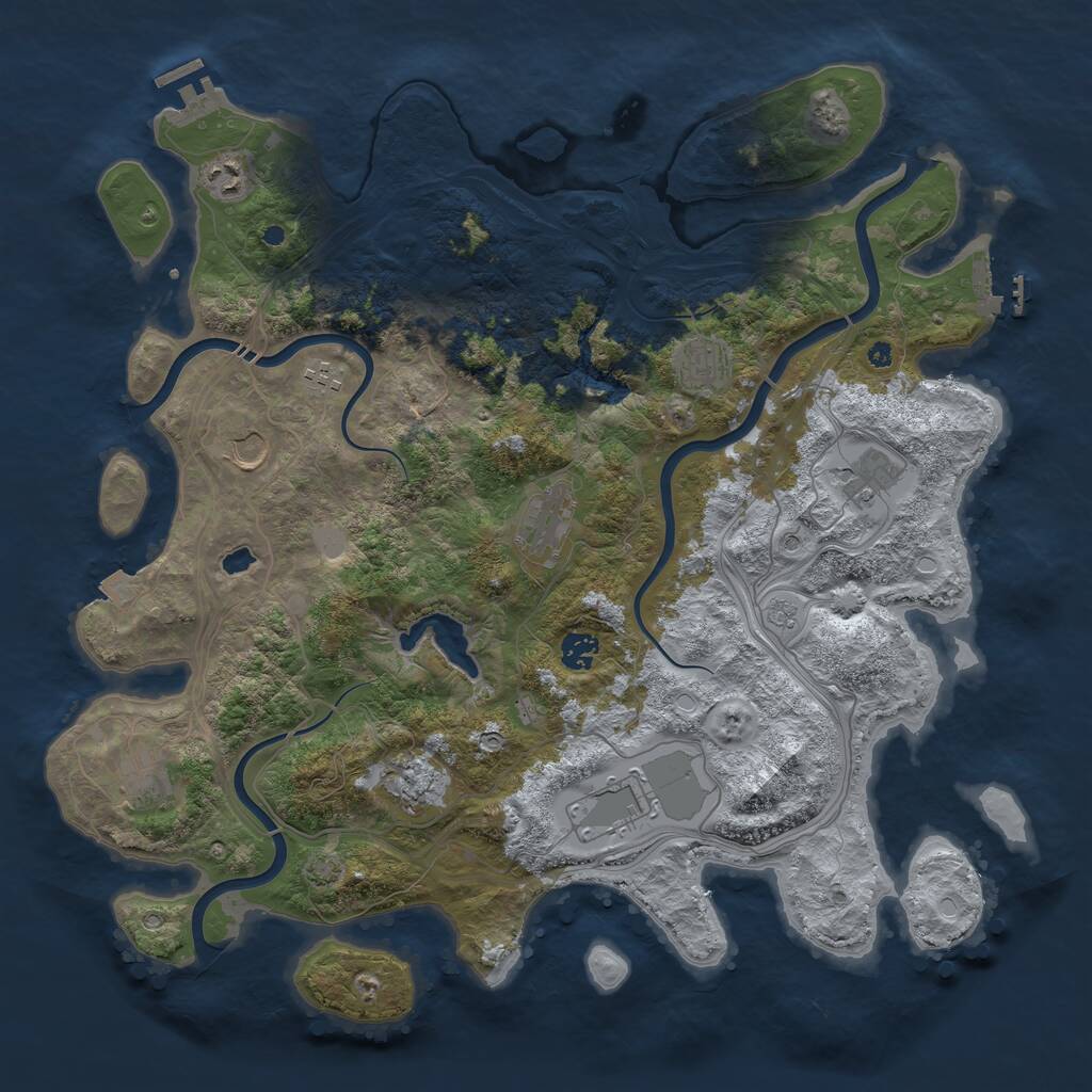 Rust Map: Procedural Map, Size: 4300, Seed: 38764, 16 Monuments