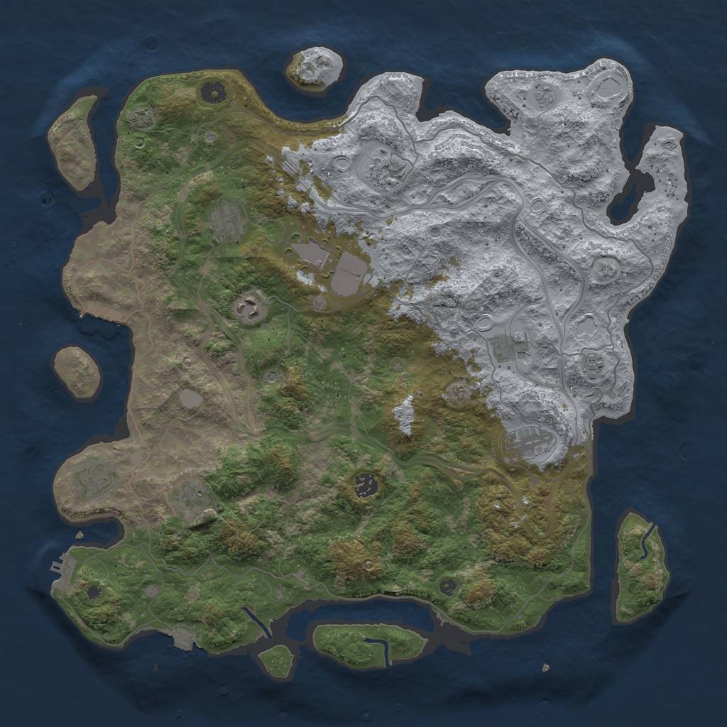 Rust Map: Procedural Map, Size: 4500, Seed: 2056825791, 18 Monuments