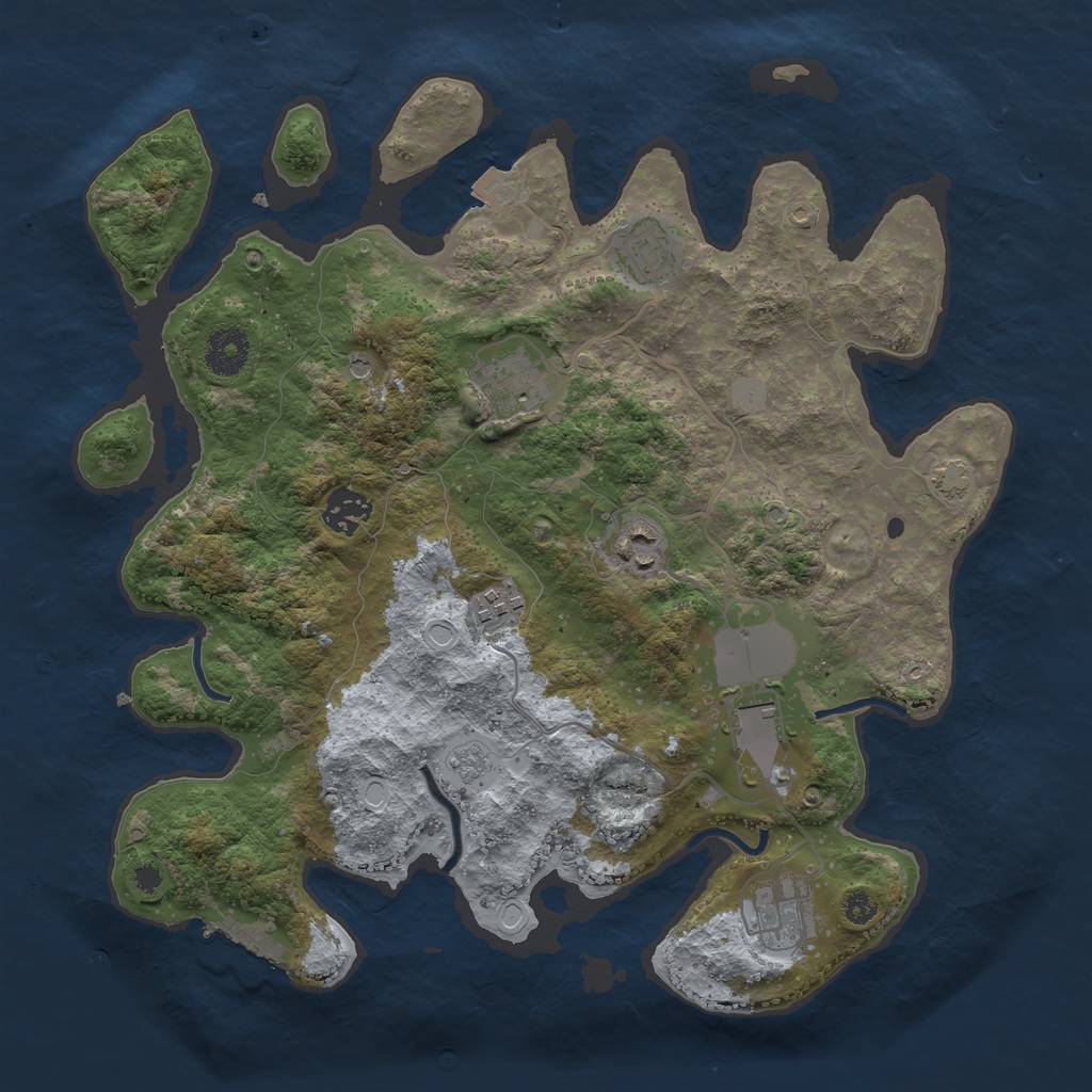 Rust Map: Procedural Map, Size: 3500, Seed: 65741, 14 Monuments