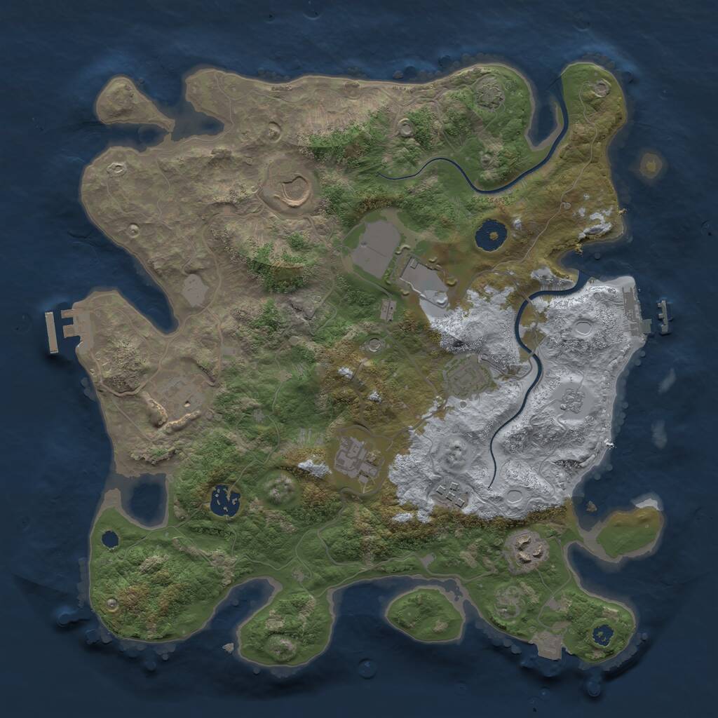 Rust Map: Procedural Map, Size: 3500, Seed: 130644855, 14 Monuments