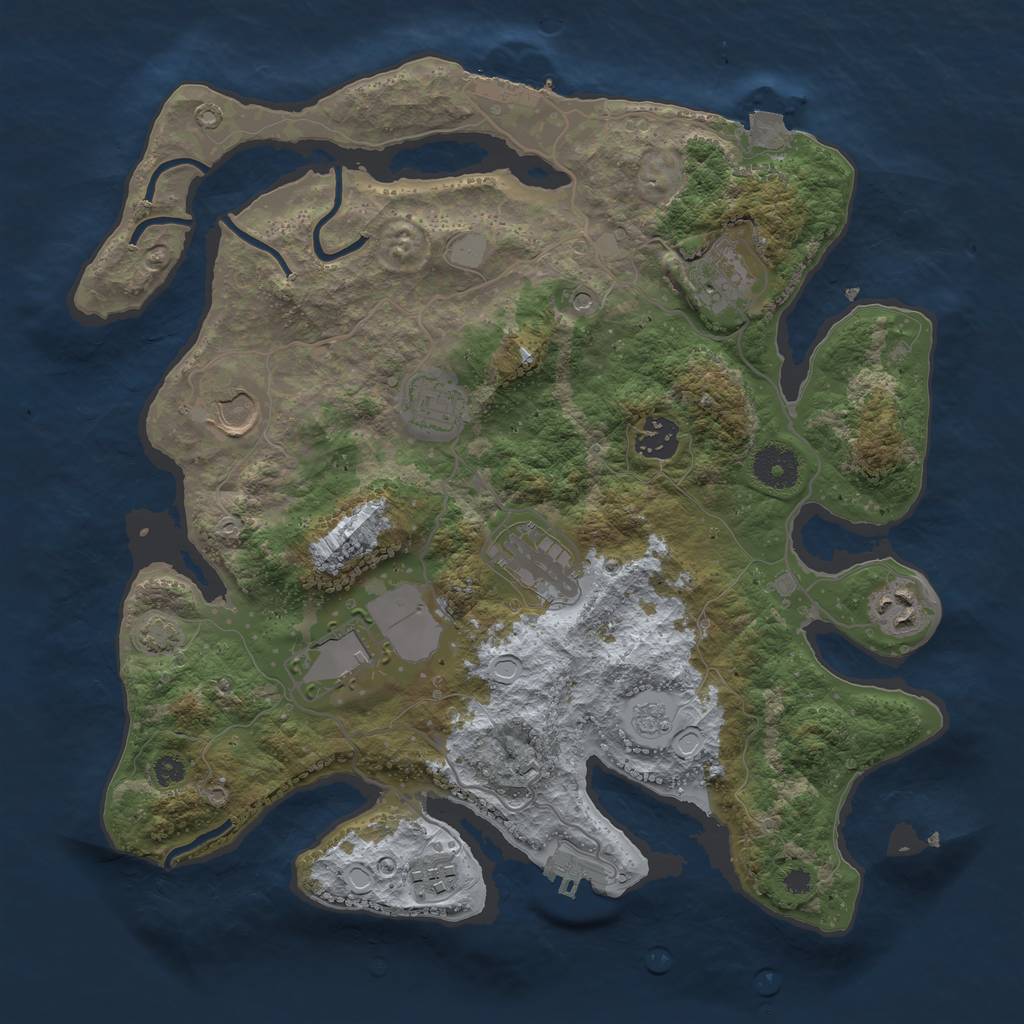 Rust Map: Procedural Map, Size: 3500, Seed: 227345594, 16 Monuments