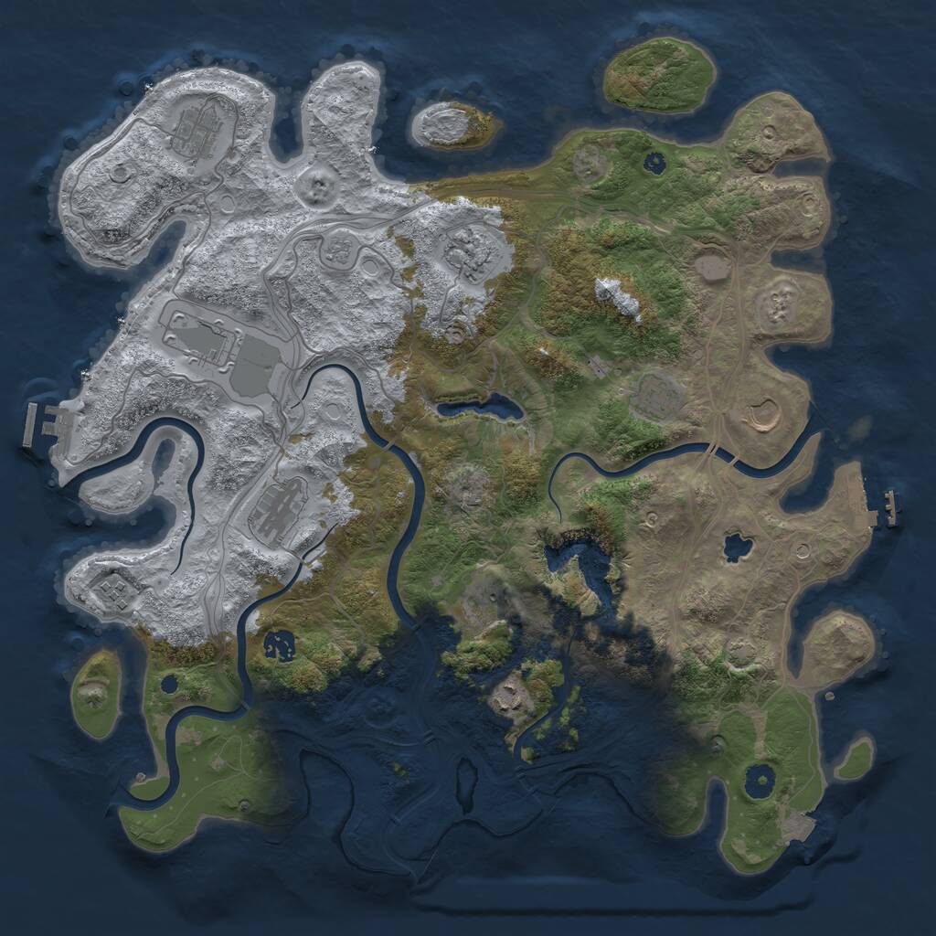 Rust Map: Procedural Map, Size: 4250, Seed: 1292844551, 16 Monuments