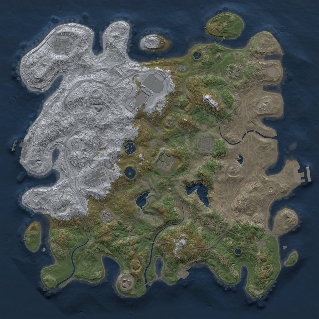 Rust Map: Procedural Map, Size: 4250, Seed: 1292844551, 15 Monuments