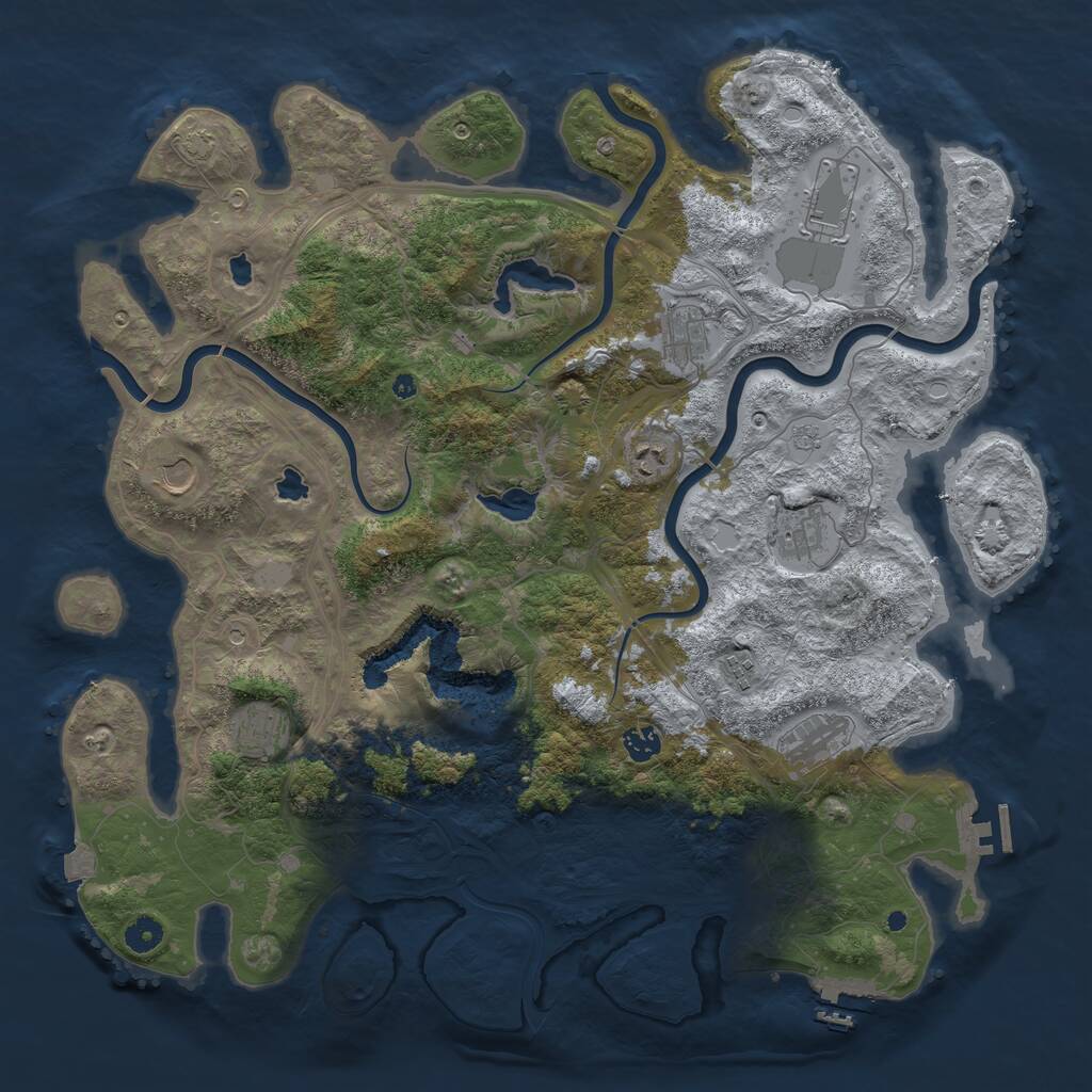 Rust Map: Procedural Map, Size: 4500, Seed: 1180377526, 15 Monuments