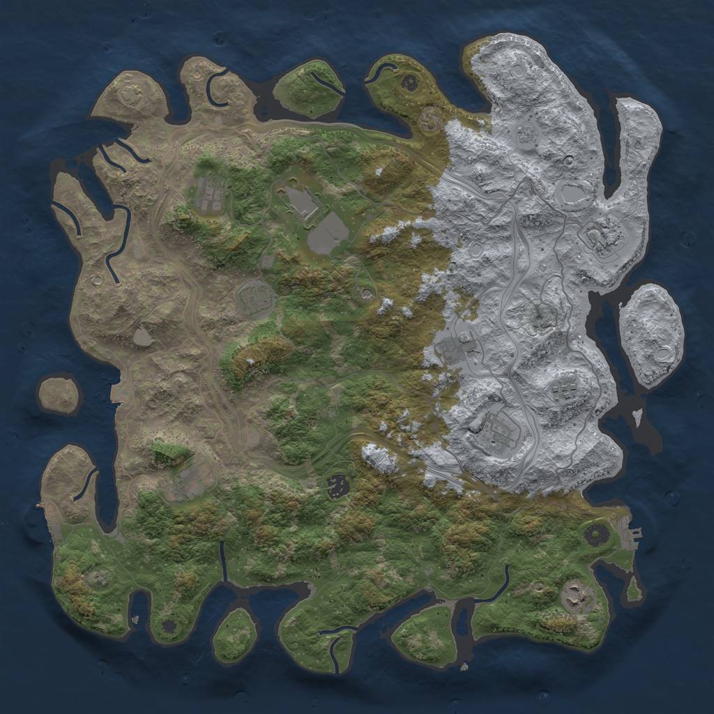 Rust Map: Procedural Map, Size: 4500, Seed: 1180377526, 18 Monuments