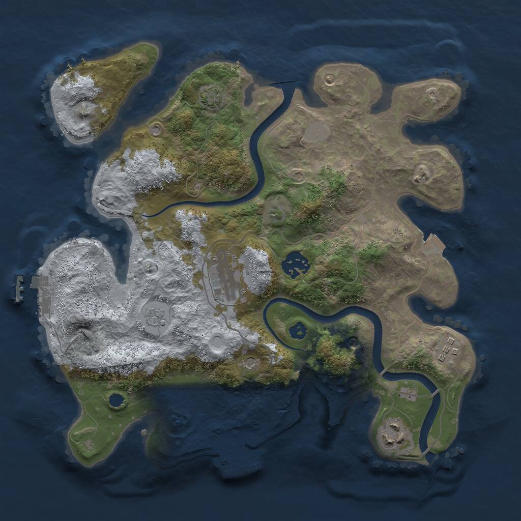 Rust Map: Procedural Map, Size: 3000, Seed: 90282670, 10 Monuments