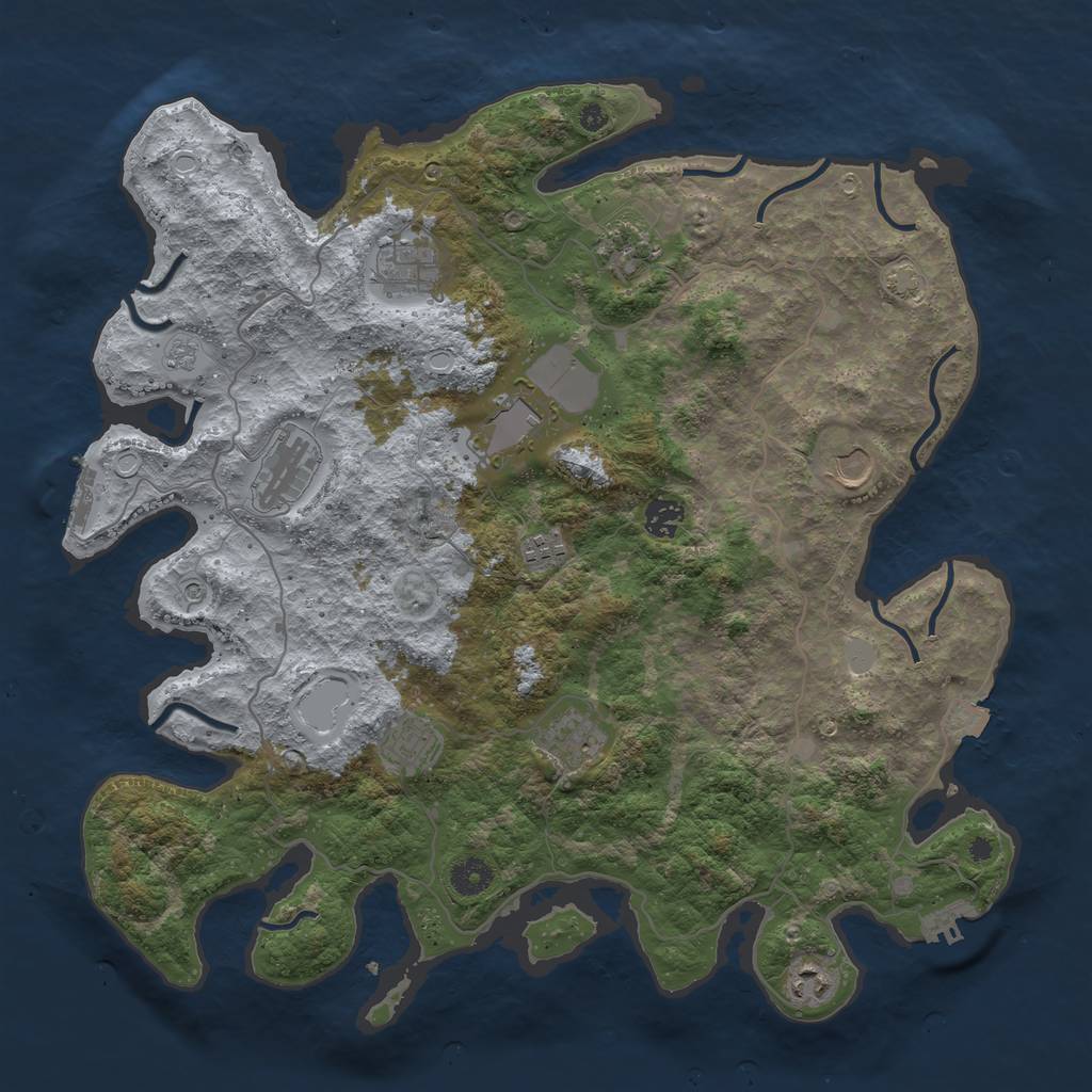 Rust Map: Procedural Map, Size: 4100, Seed: 53694808, 18 Monuments