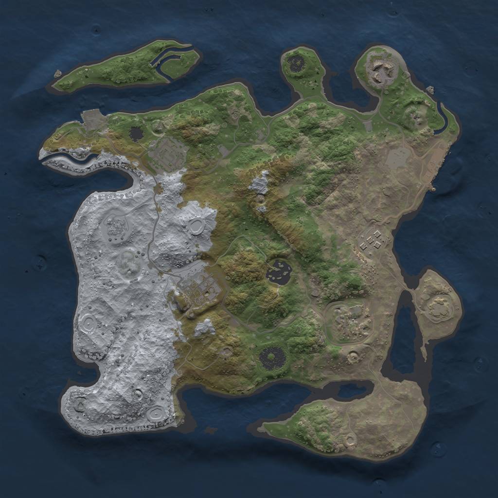 Rust Map: Procedural Map, Size: 3000, Seed: 666896288, 12 Monuments