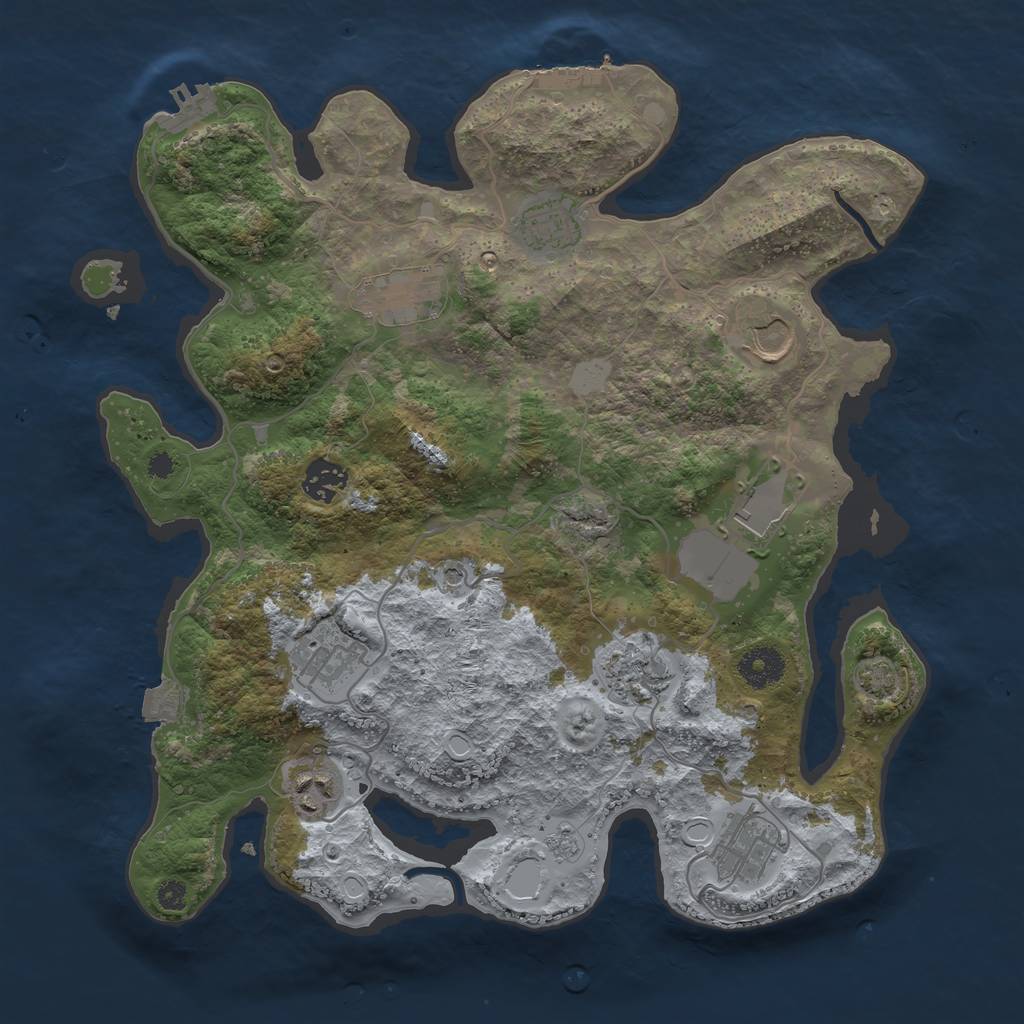 Rust Map: Procedural Map, Size: 3550, Seed: 1783562886, 17 Monuments