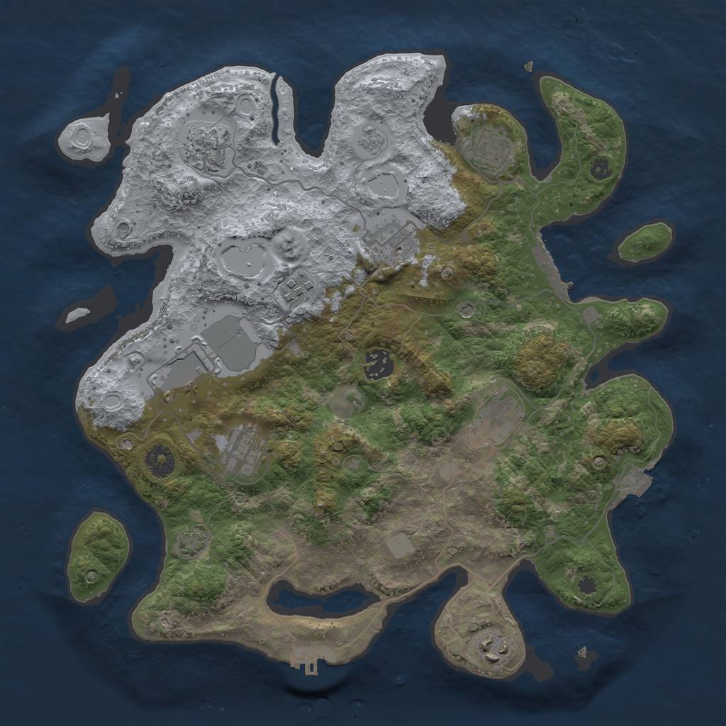 Rust Map: Procedural Map, Size: 3500, Seed: 1096669246, 17 Monuments