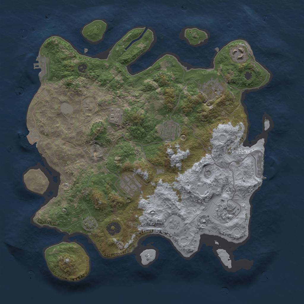Rust Map: Procedural Map, Size: 3300, Seed: 610523312, 14 Monuments