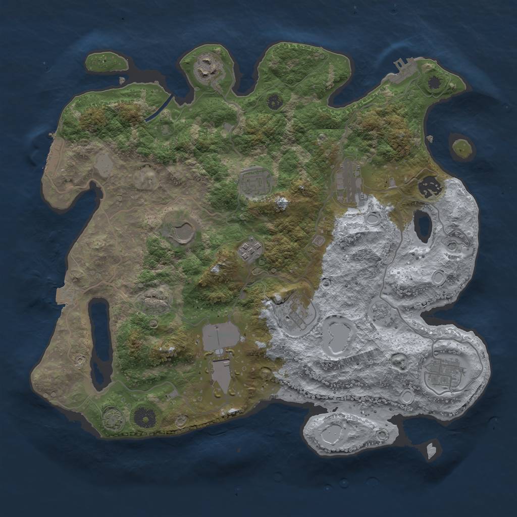 Rust Map: Procedural Map, Size: 3598, Seed: 1093257572, 17 Monuments