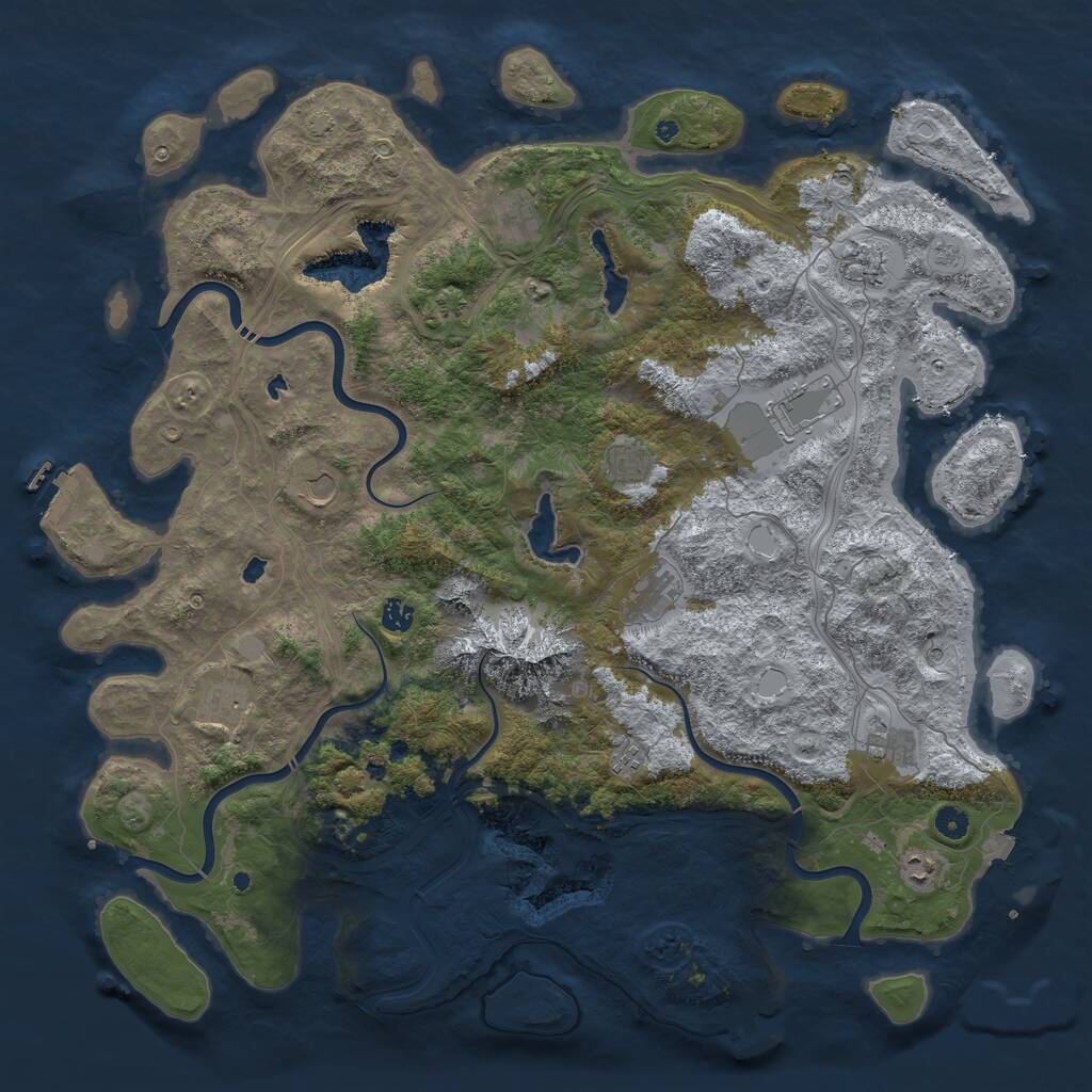 Rust Map: Procedural Map, Size: 5000, Seed: 723474571, 17 Monuments
