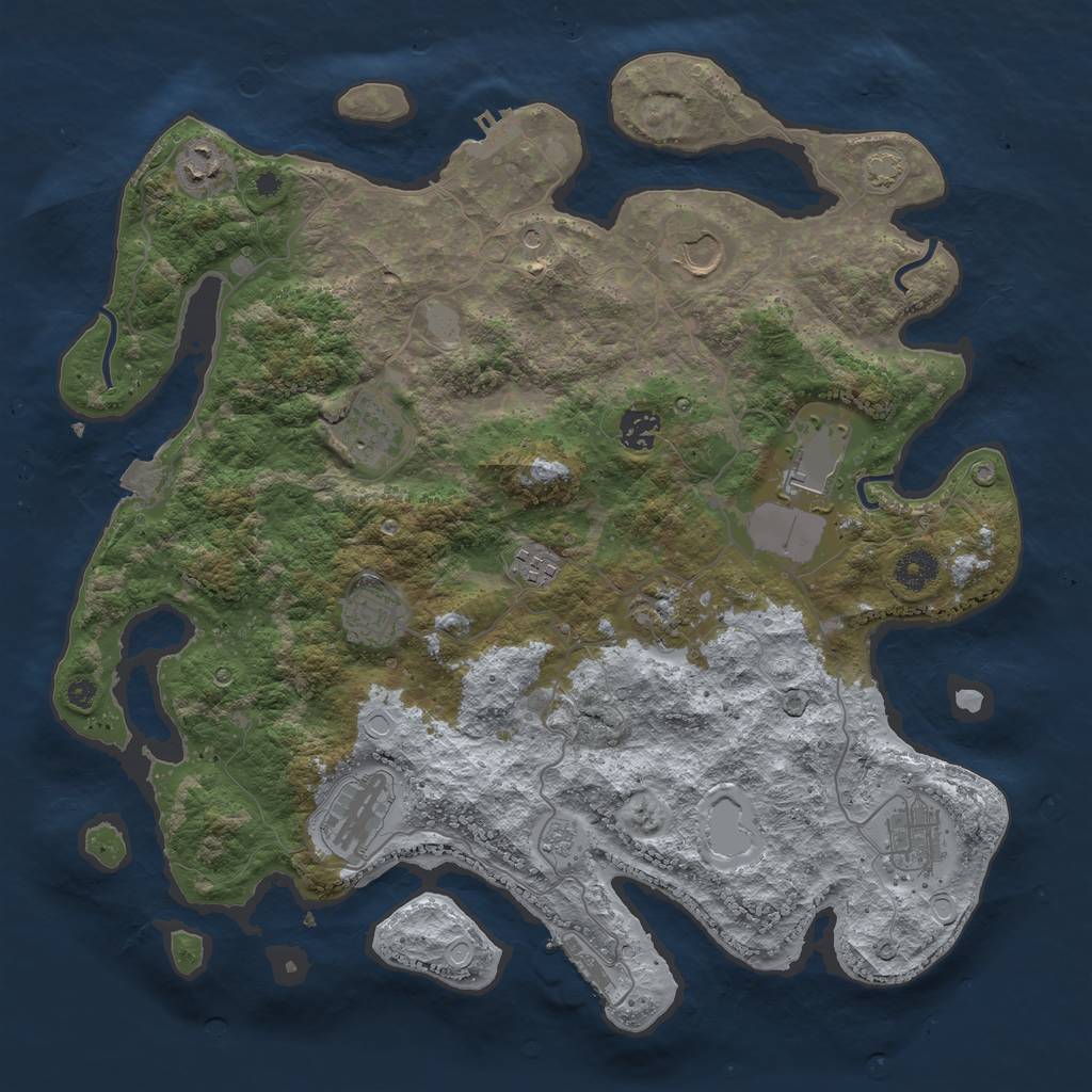 Rust Map: Procedural Map, Size: 3900, Seed: 1587942175, 18 Monuments