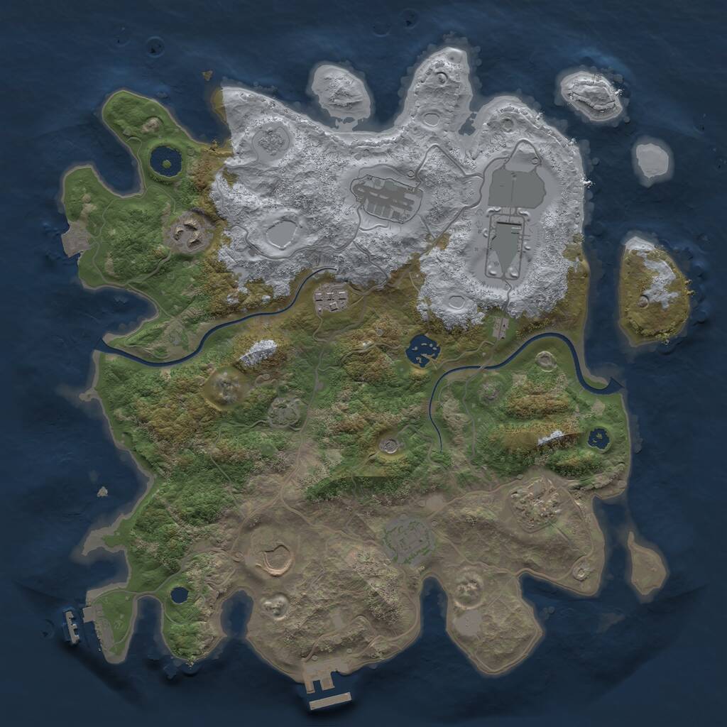 Rust Map: Procedural Map, Size: 3500, Seed: 1175834710, 14 Monuments