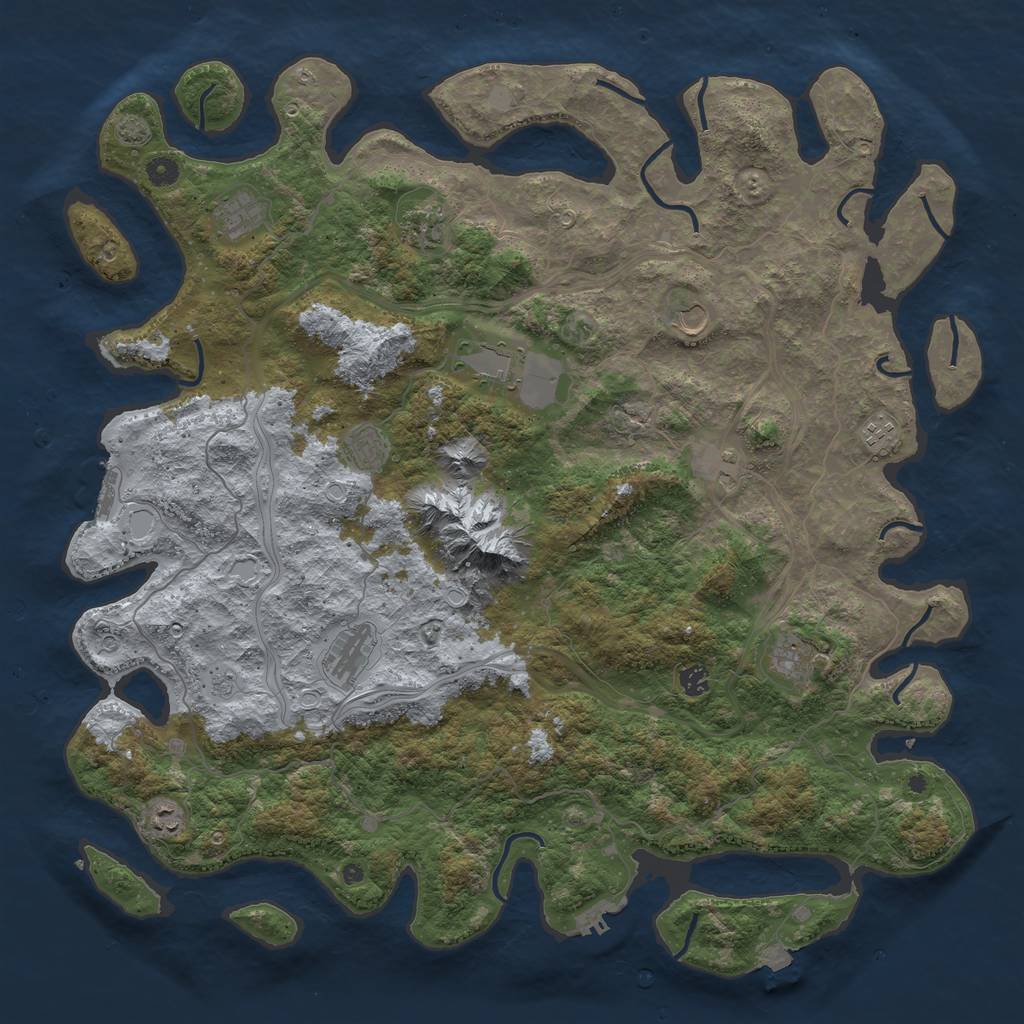 Rust Map: Procedural Map, Size: 5000, Seed: 2133831687, 19 Monuments