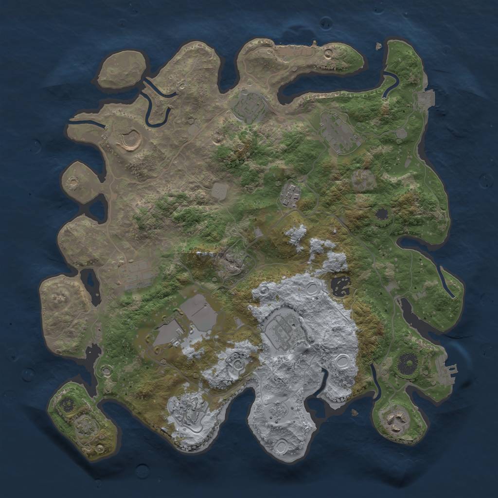 Rust Map: Procedural Map, Size: 3500, Seed: 23090721, 18 Monuments