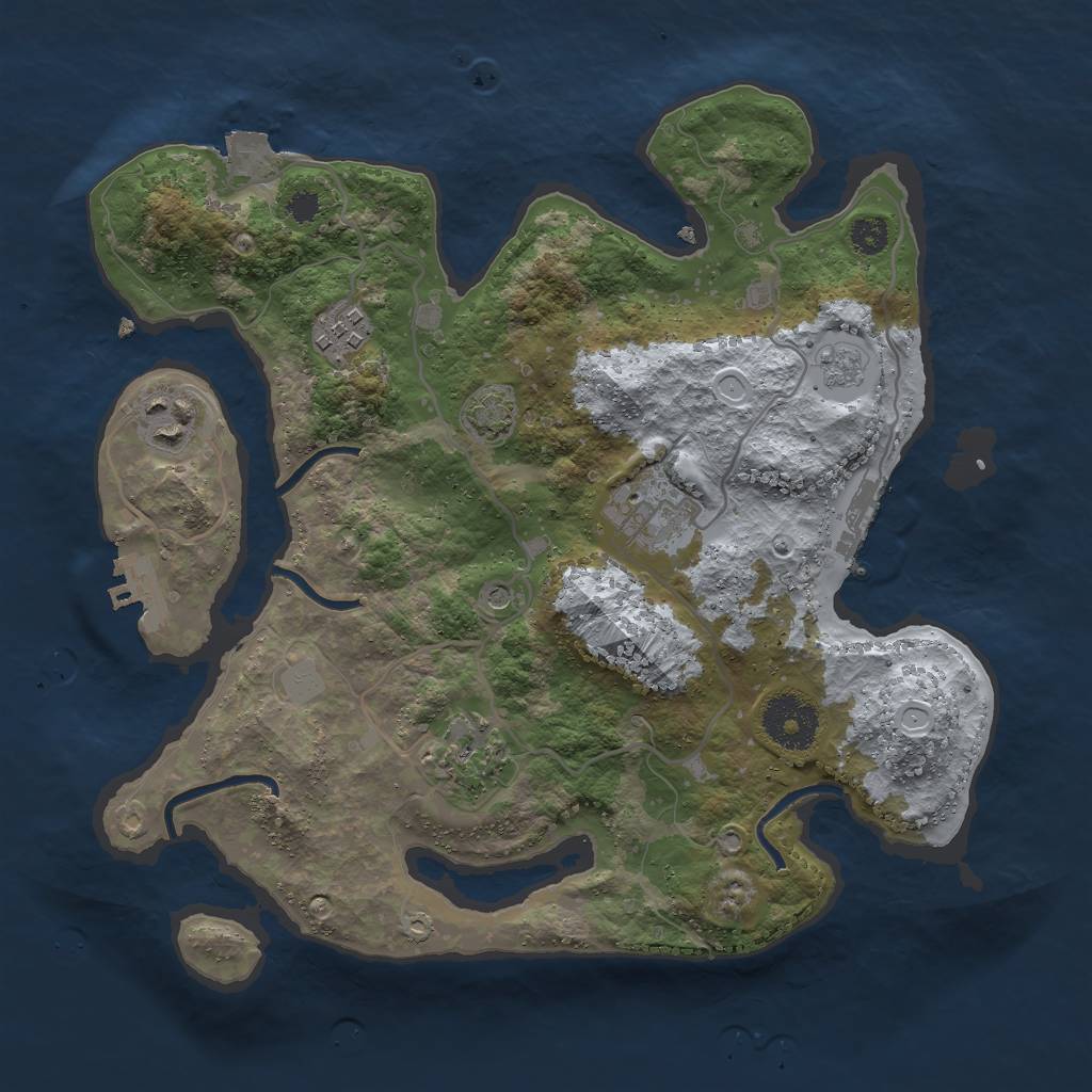 Rust Map: Procedural Map, Size: 3000, Seed: 352213, 12 Monuments