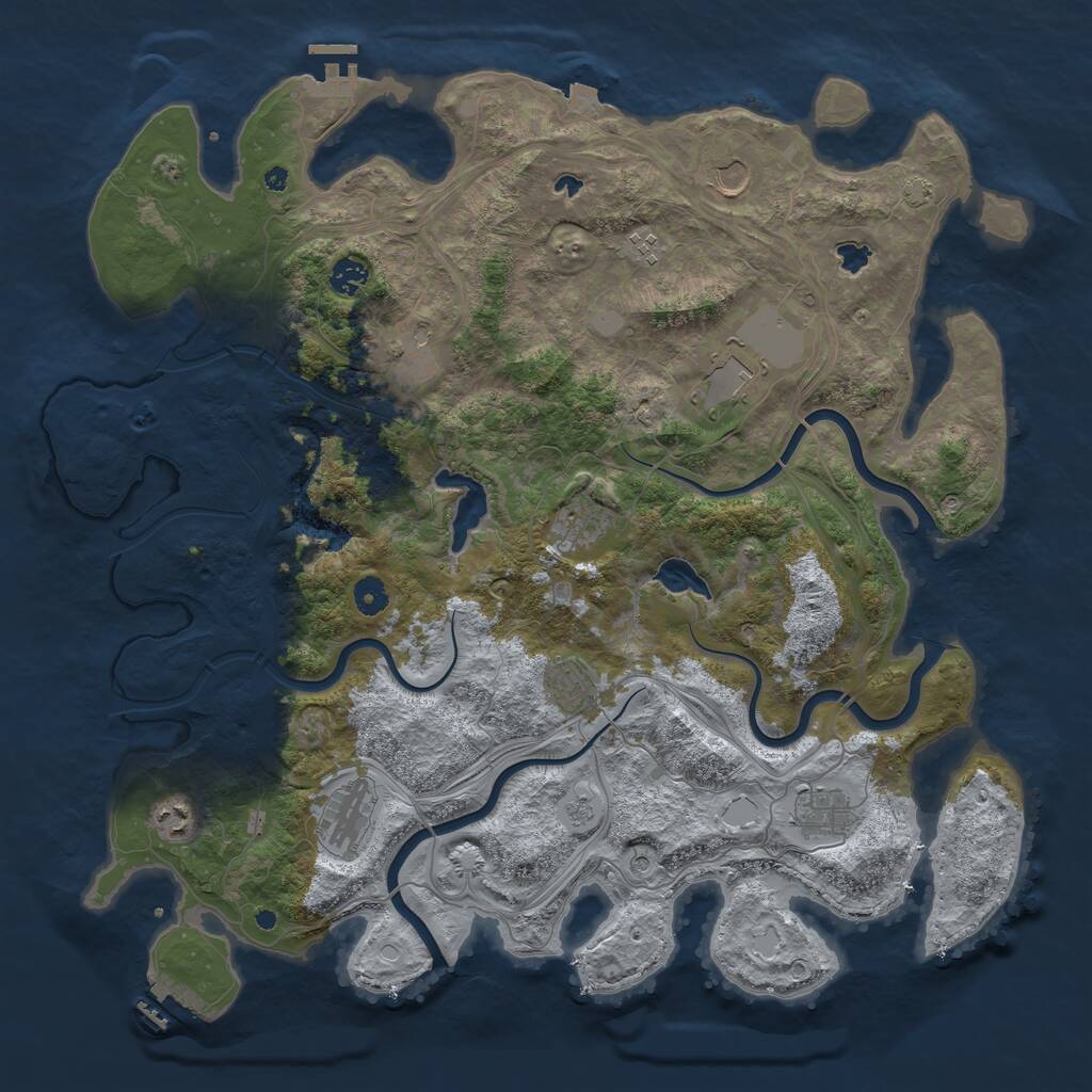 Rust Map: Procedural Map, Size: 4500, Seed: 1976618038, 16 Monuments