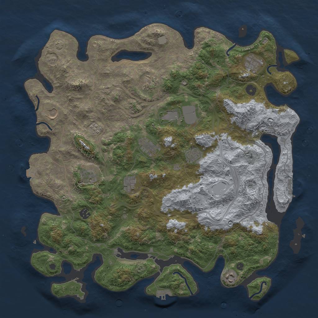 Rust Map: Procedural Map, Size: 4500, Seed: 451721674, 19 Monuments