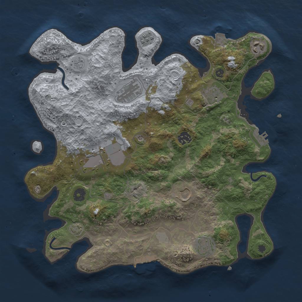 Rust Map: Procedural Map, Size: 3500, Seed: 636759094, 16 Monuments