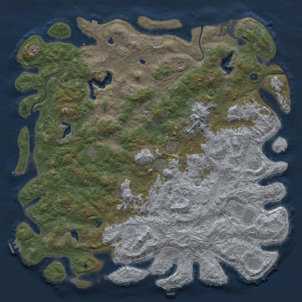 Rust Map: Procedural Map, Size: 6000, Seed: 2105274060, 17 Monuments