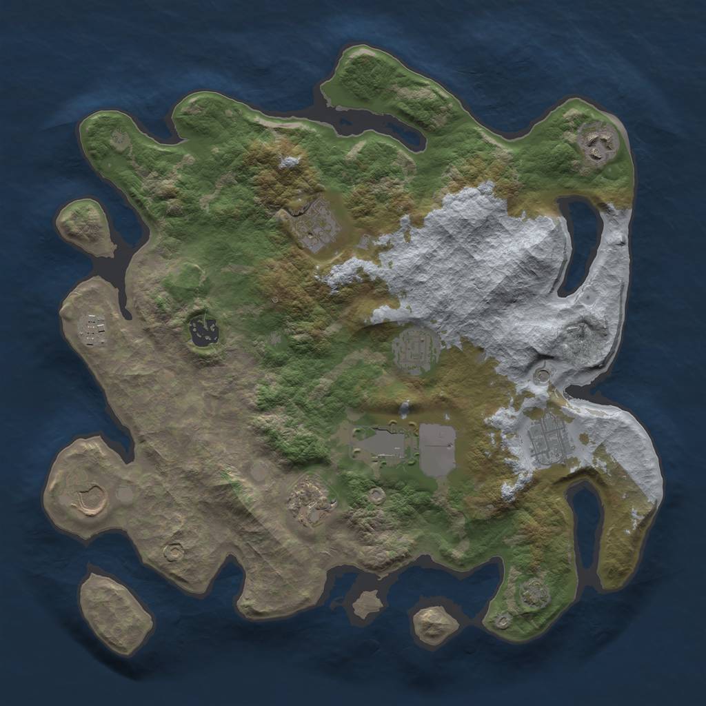Rust Map: Barren, Size: 3500, Seed: 1378237057, 13 Monuments